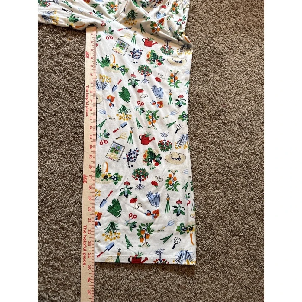Kate Spade White Colorful IN THE GARDEN Knit Cropped Pajama Set Medium Floral - Picture 8 of 12